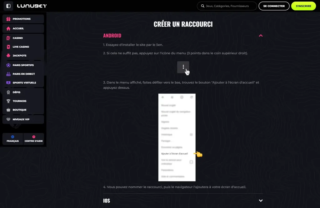 LunuBet sur mobile et création d