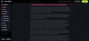 Section KYC des conditions générales LunuBet
